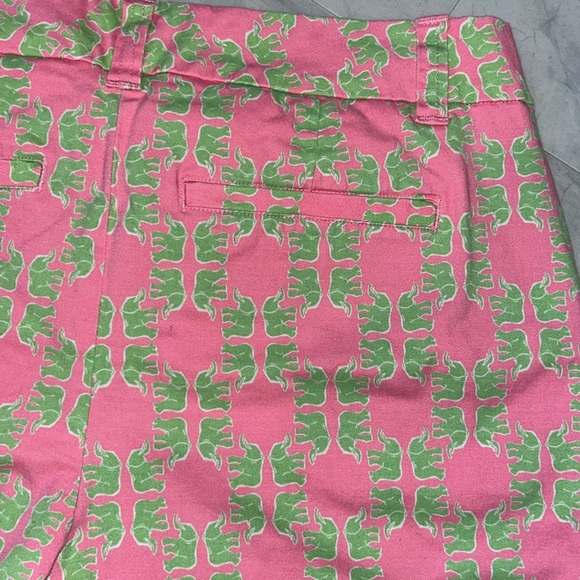 Crown & Ivy   Bermuda shorts  pink/Kelly green elephants  midrise   Size 4 - Picture 7 of 10
